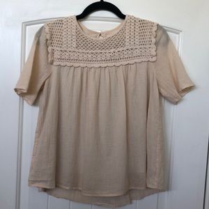 Beautiful Roolee blouse with embroidered top. Cream colored with a lining.